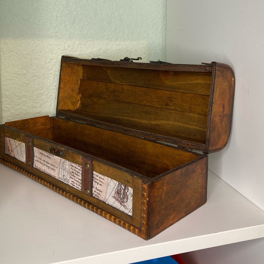 Decorative Old Map Wood & leather Wine Box - Picture 5 of 10